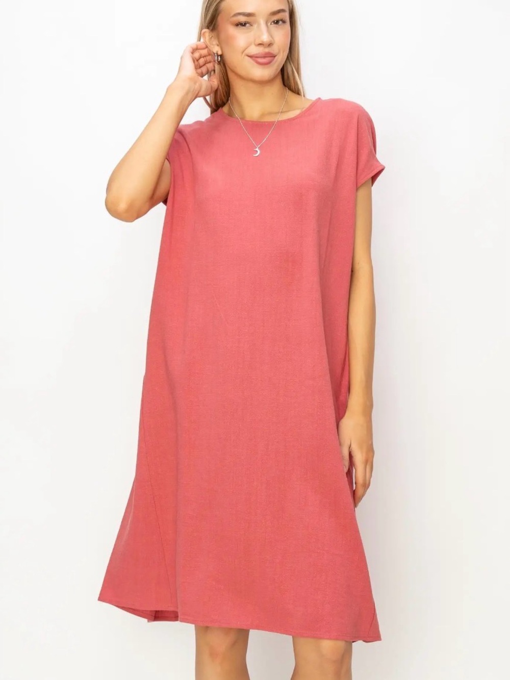 NWT Linen Oversized Midi Dress -Brick
